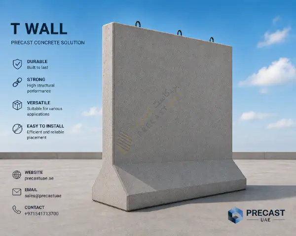 Precast T-wall with crane-ready lifting anchors