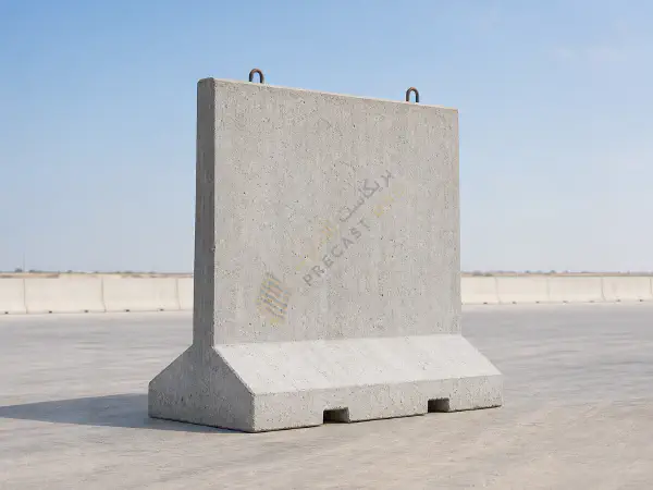Precast concrete T-wall blast barrier unit