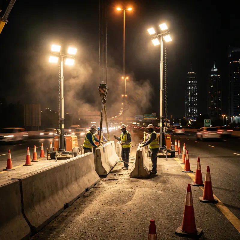 Road barrier replacement and maintenance on E311