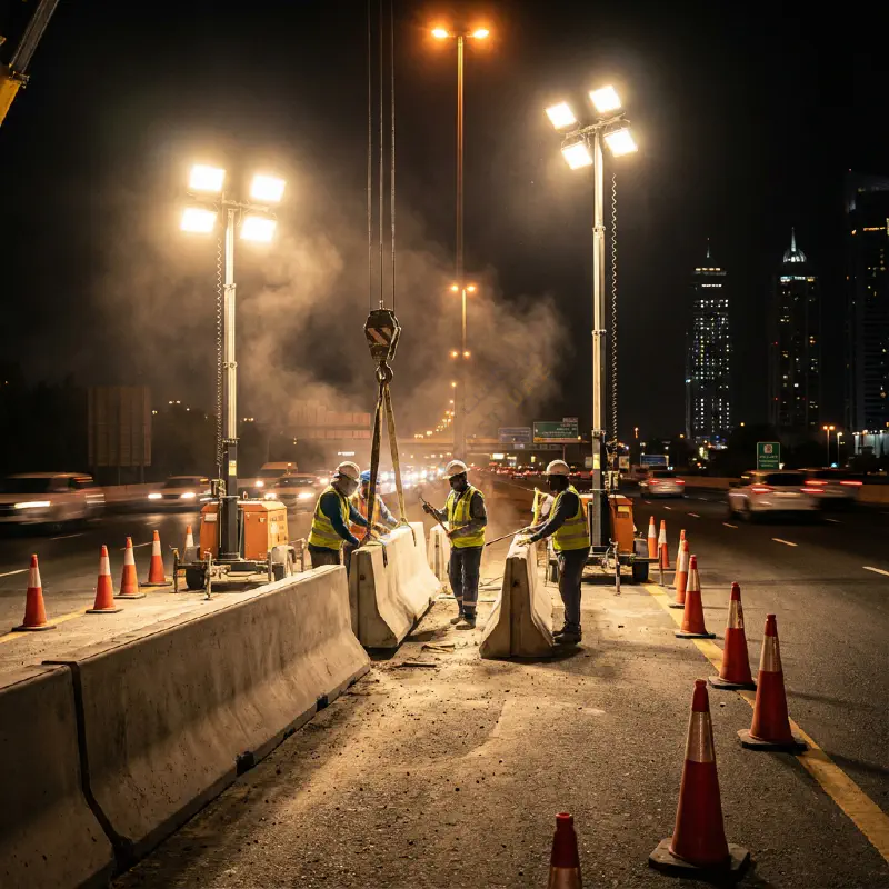 Road barrier replacement and maintenance on E311
